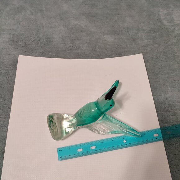 Glass Art Hummingbird Bird Colibri Teal Home Decor Office Vintage - Picture 10 of 11